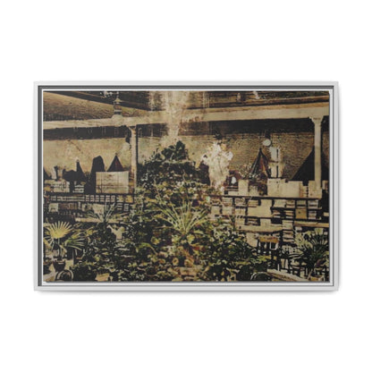 “Meet Me at the Fountain” C.F. Jackson’s Findlay, O. Vintage Matte Canvas Wall Art - Framed Historic Ohio Scene