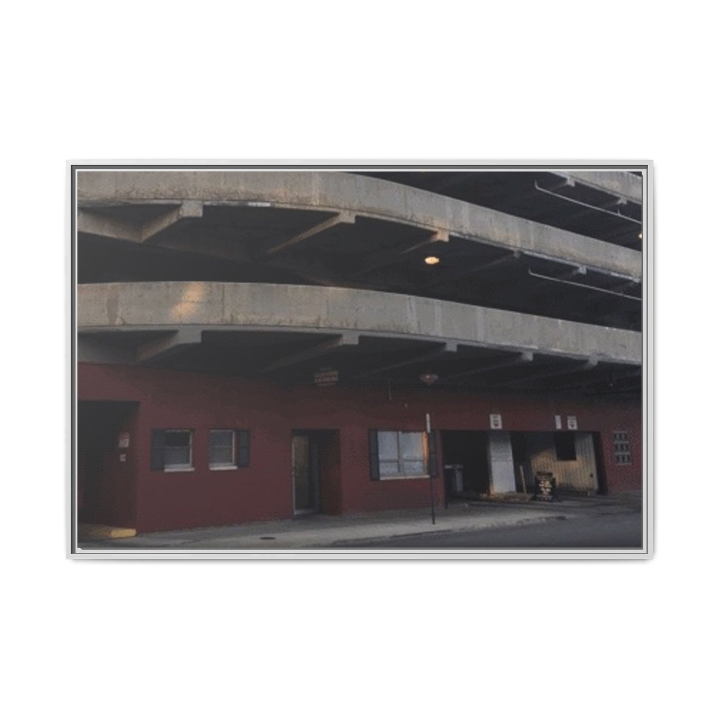 Downtown Findlay Parking Garage Urban Vibes Framed Canvas Art | Modern Wall Decor