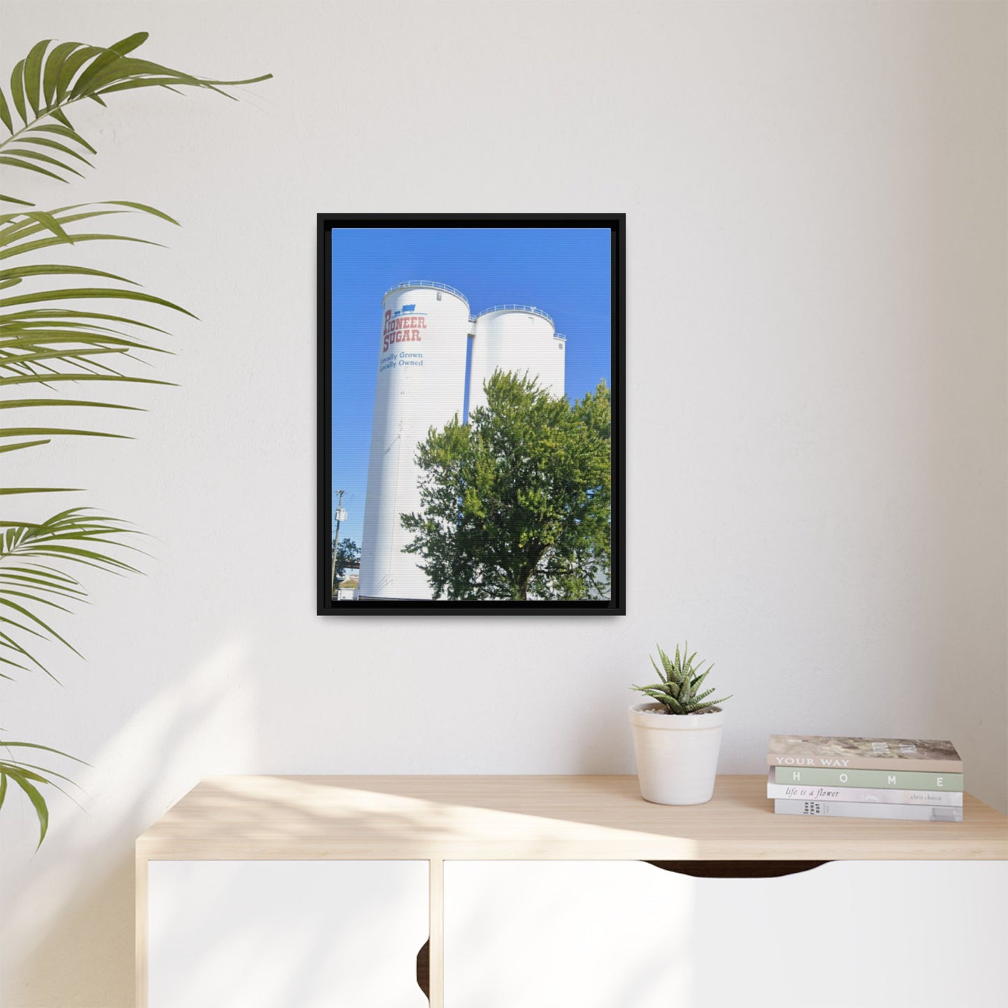 Pioneer Sugar Framed Matte Canvas Print - Vintage Farm Silos Art