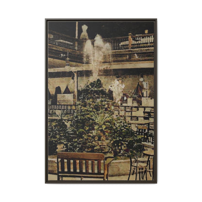 “Meet Me at the Fountain” C.F. Jackson’s Findlay, O. Vintage Matte Canvas Wall Art - Framed Historic Ohio Scene