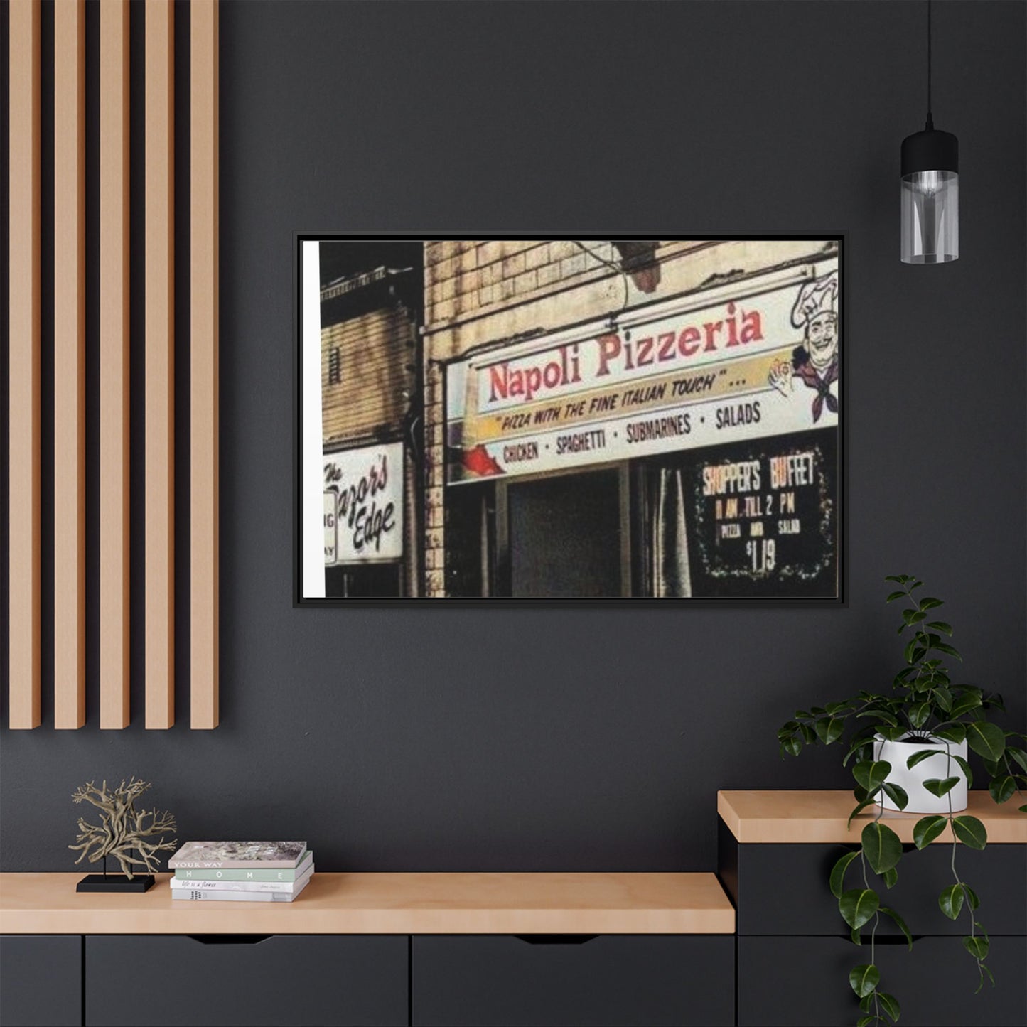 Napoli Pizzeria Retro Framed Canvas Print - Classic Italian Restaurant Decor