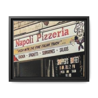 Napoli Pizzeria Retro Framed Canvas Print - Classic Italian Restaurant Decor