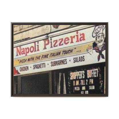 Napoli Pizzeria Retro Framed Canvas Print - Classic Italian Restaurant Decor