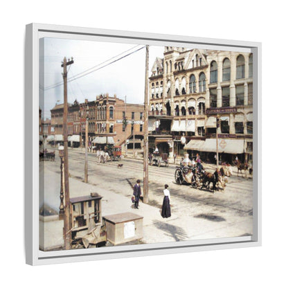 Marvin Block Findlay O. Vintage Street Scene Framed Matte Canvas - Urban Nostalgia Artwork