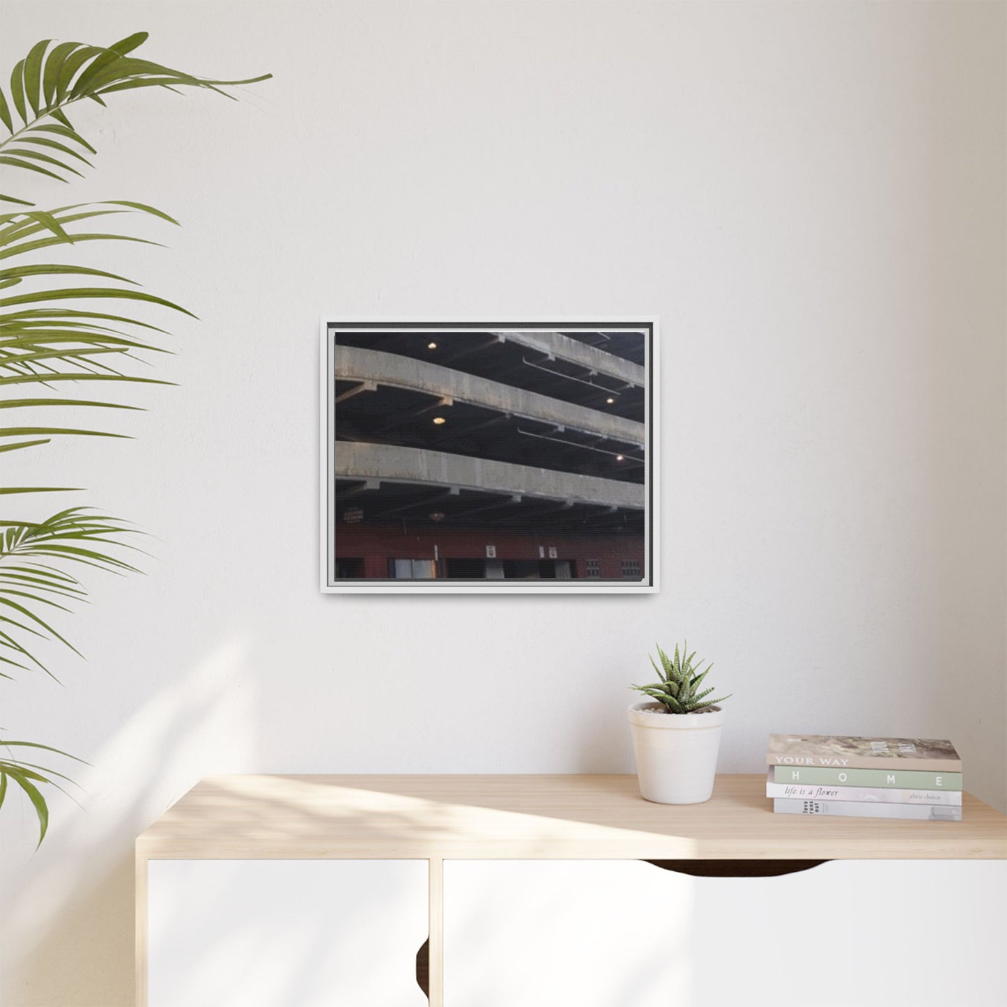 Downtown Findlay Parking Garage Urban Vibes Framed Canvas Art | Modern Wall Decor