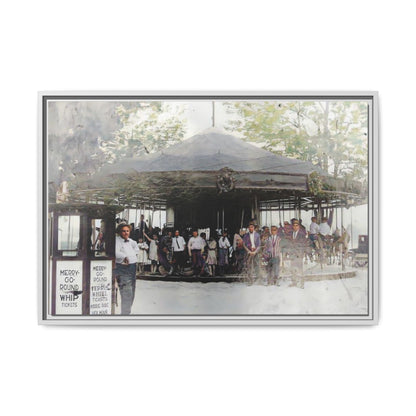 Vintage Carousel Wall Art - Matte Framed Canvas Print