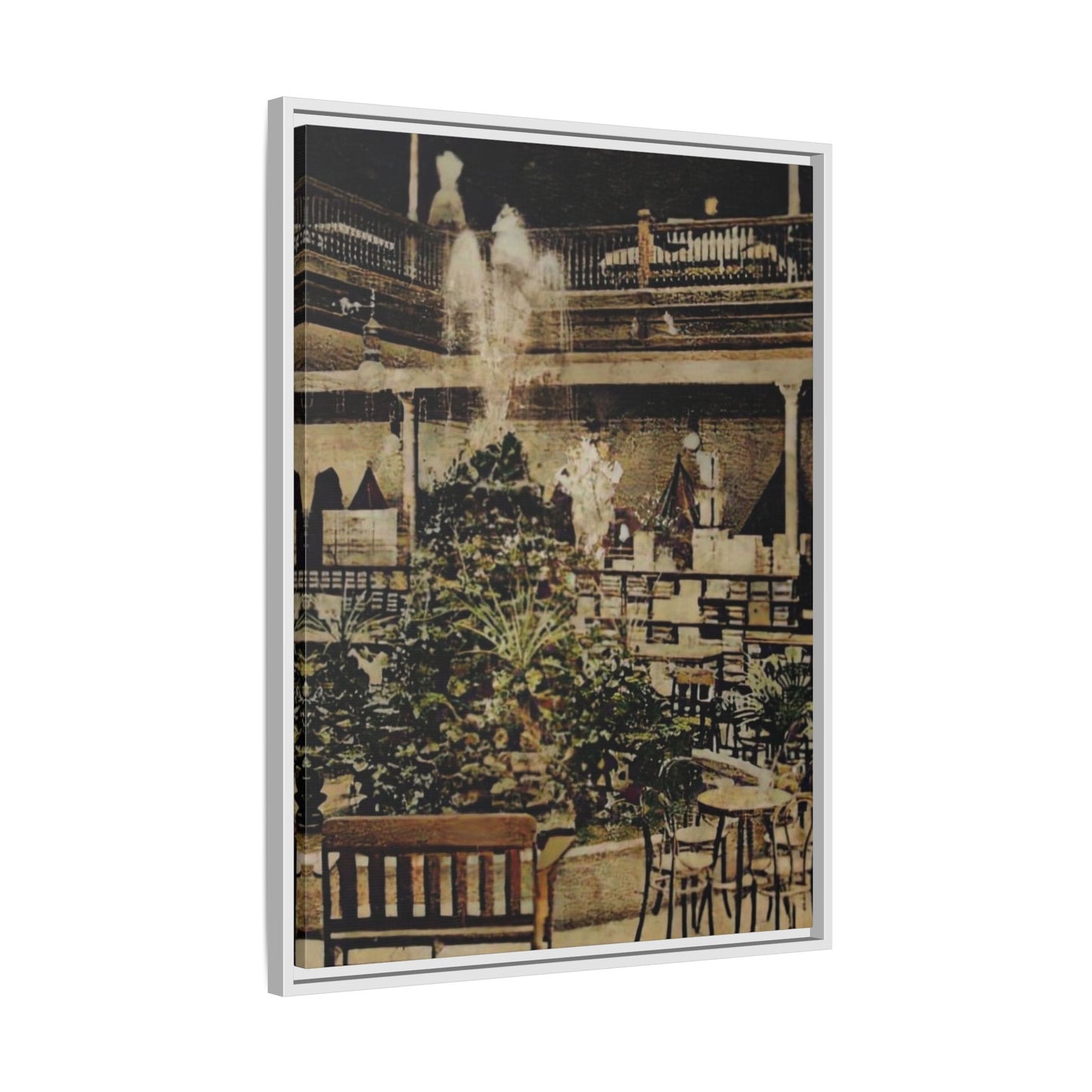 “Meet Me at the Fountain” C.F. Jackson’s Findlay, O. Vintage Matte Canvas Wall Art - Framed Historic Ohio Scene