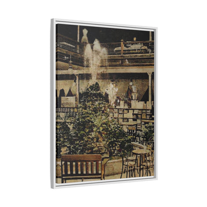 “Meet Me at the Fountain” C.F. Jackson’s Findlay, O. Vintage Matte Canvas Wall Art - Framed Historic Ohio Scene