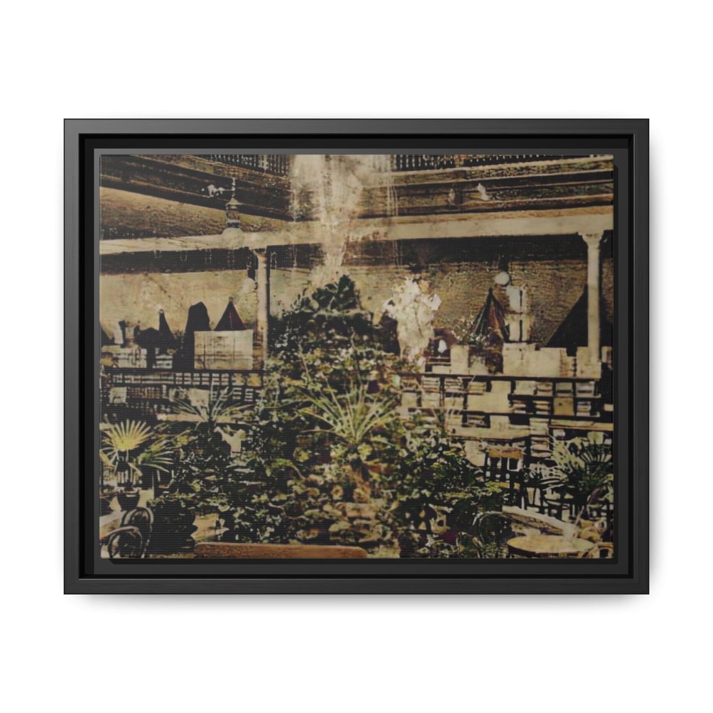 “Meet Me at the Fountain” C.F. Jackson’s Findlay, O. Vintage Matte Canvas Wall Art - Framed Historic Ohio Scene