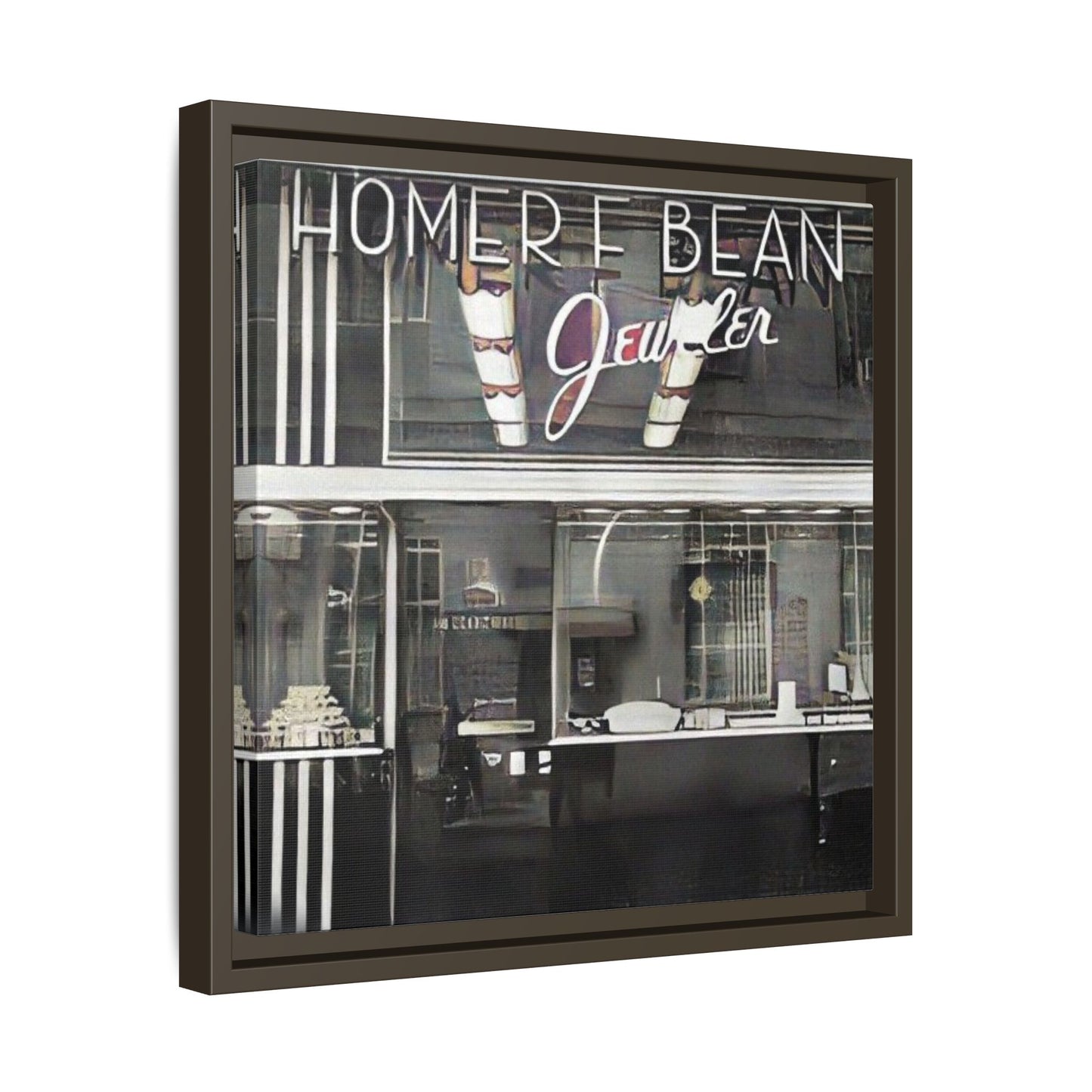 Homer F Bean Vintage Framed Matte Canvas - Home of Bean Jeweler Wall Art