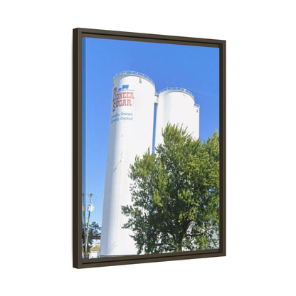 Pioneer Sugar Framed Matte Canvas Print - Vintage Farm Silos Art