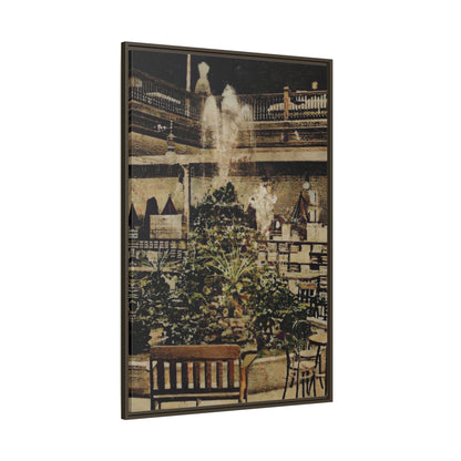 “Meet Me at the Fountain” C.F. Jackson’s Findlay, O. Vintage Matte Canvas Wall Art - Framed Historic Ohio Scene