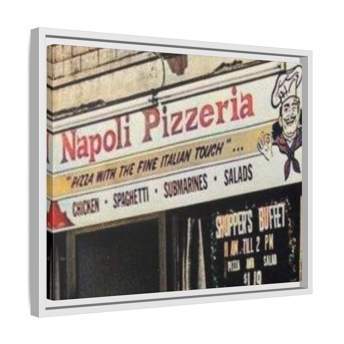 Napoli Pizzeria Retro Framed Canvas Print - Classic Italian Restaurant Decor