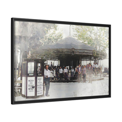 Vintage Carousel Wall Art - Matte Framed Canvas Print