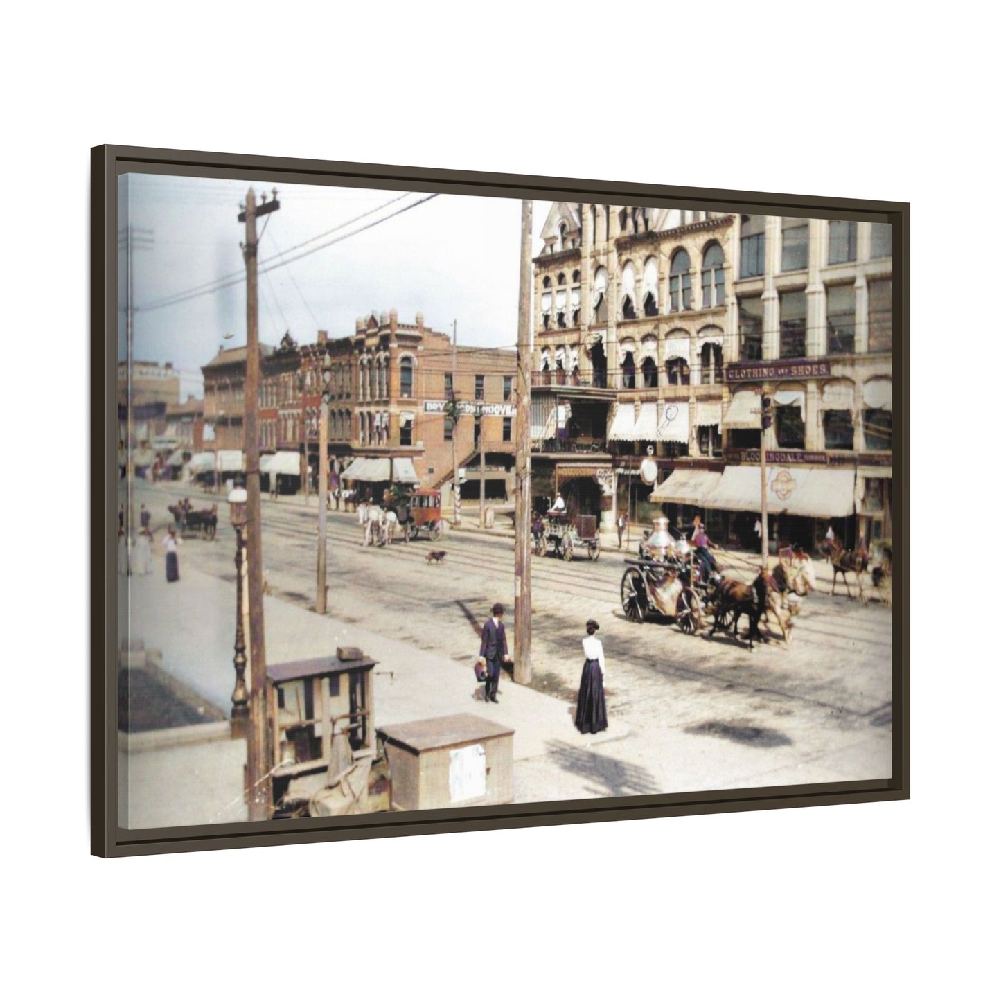 Marvin Block Findlay O. Vintage Street Scene Framed Matte Canvas - Urban Nostalgia Artwork