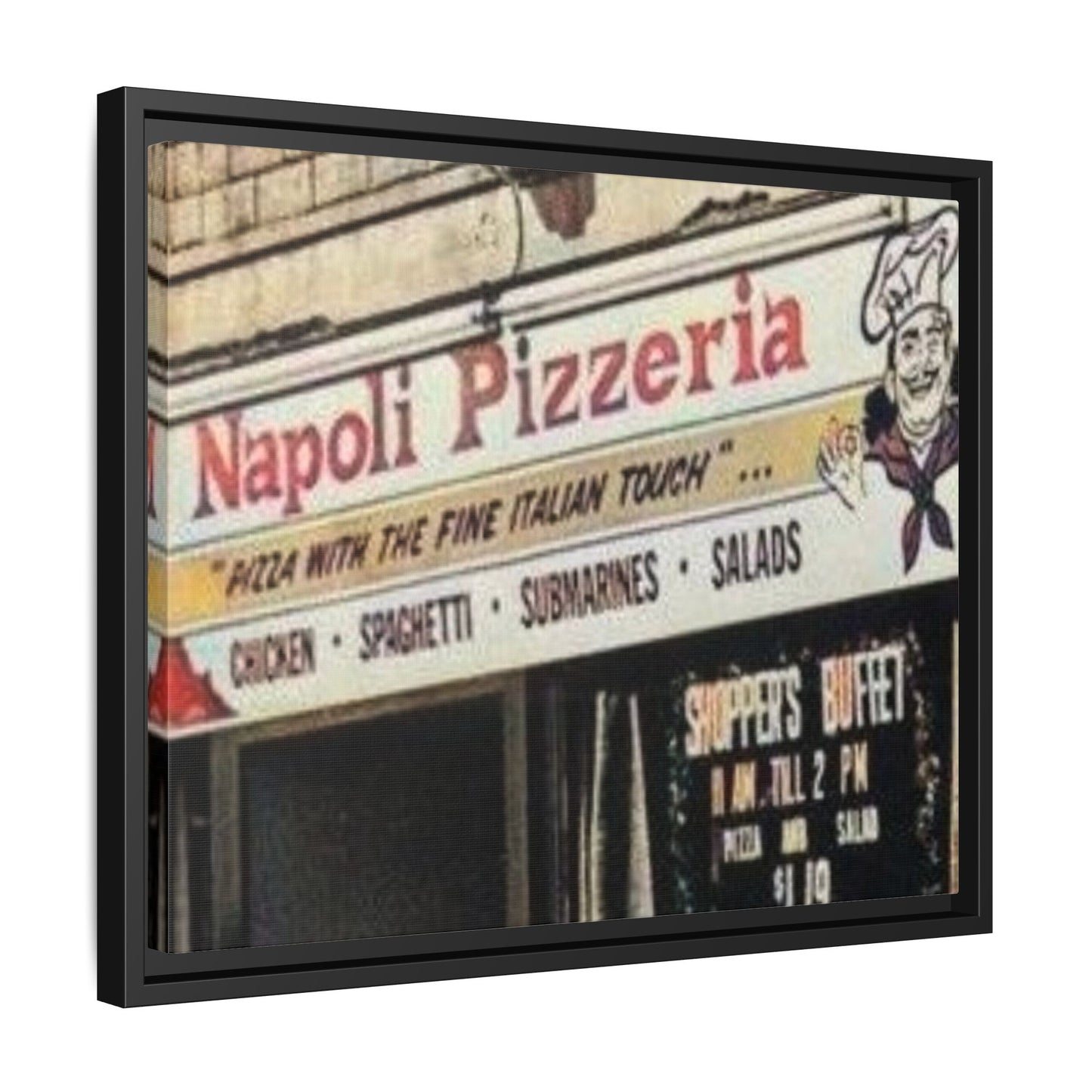 Napoli Pizzeria Retro Framed Canvas Print - Classic Italian Restaurant Decor