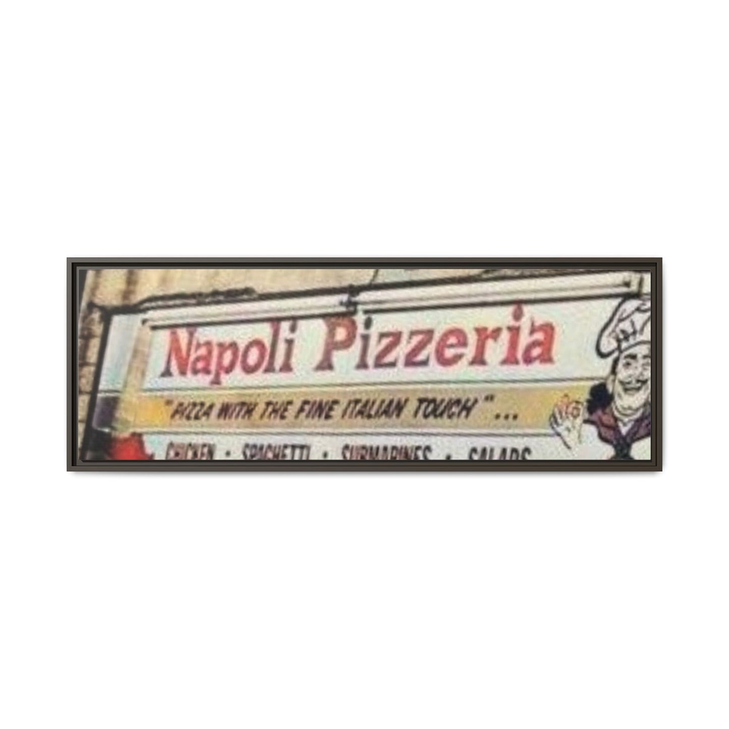 Napoli Pizzeria Retro Framed Canvas Print - Classic Italian Restaurant Decor