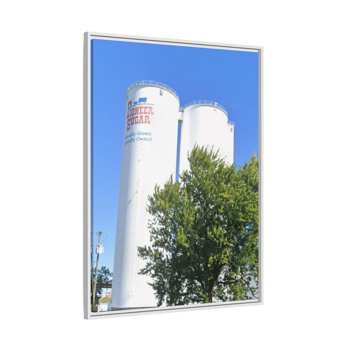 Pioneer Sugar Framed Matte Canvas Print - Vintage Farm Silos Art