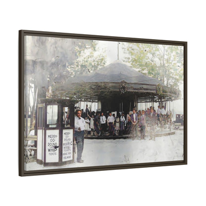 Vintage Carousel Wall Art - Matte Framed Canvas Print