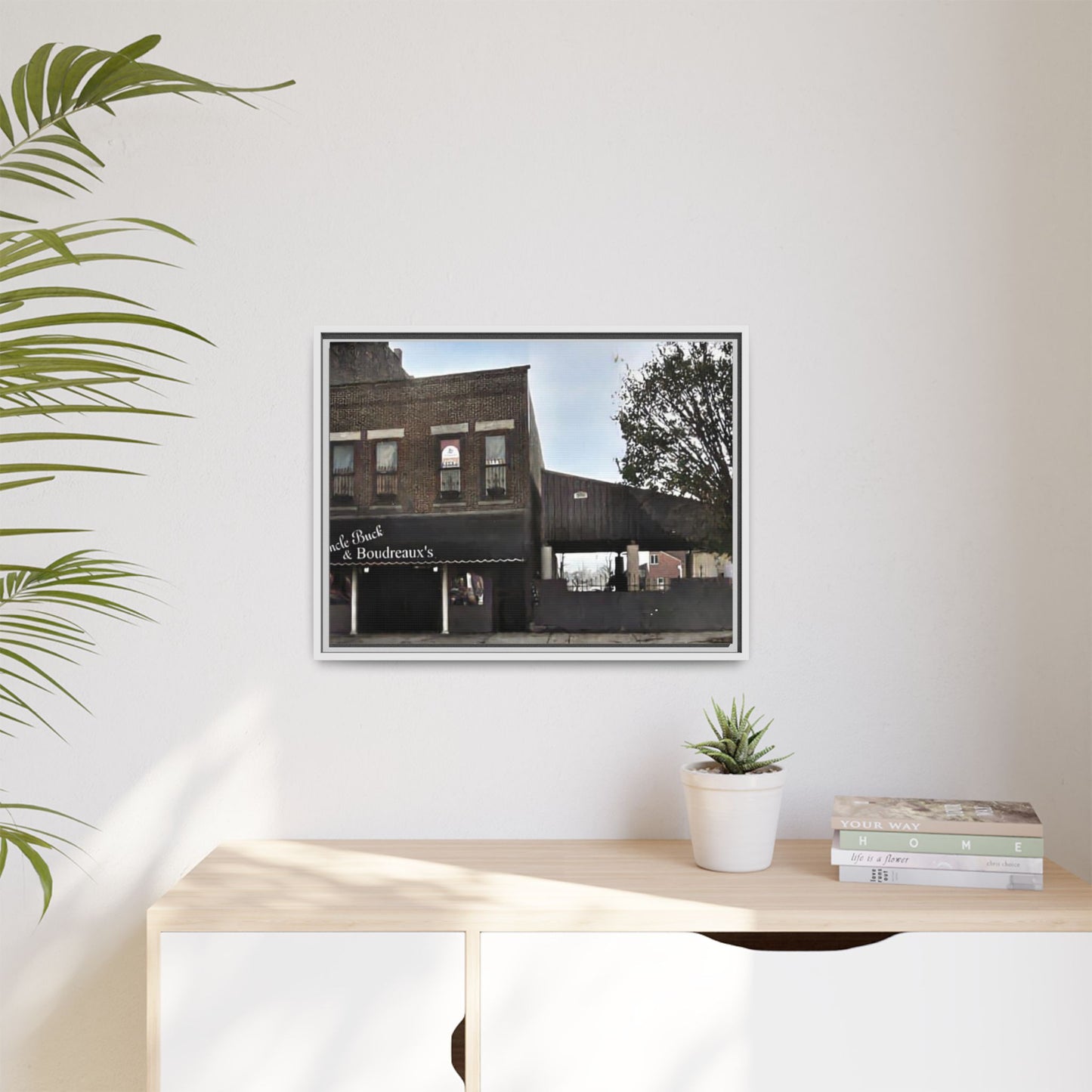 Uncle Buck & Boudreaux’s Framed Matte Canvas Art - Uncle Buck & Boudreaux's Street Scene Decor