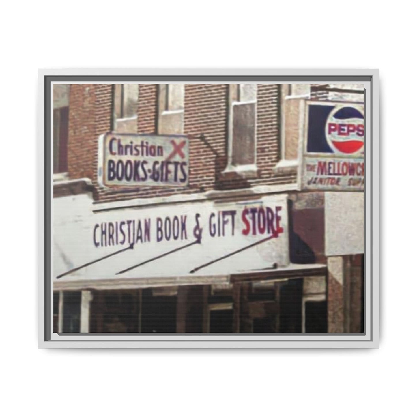 Christian Gift and Book Store Vintage Framed Canvas Art - Christian Book & Gift Store