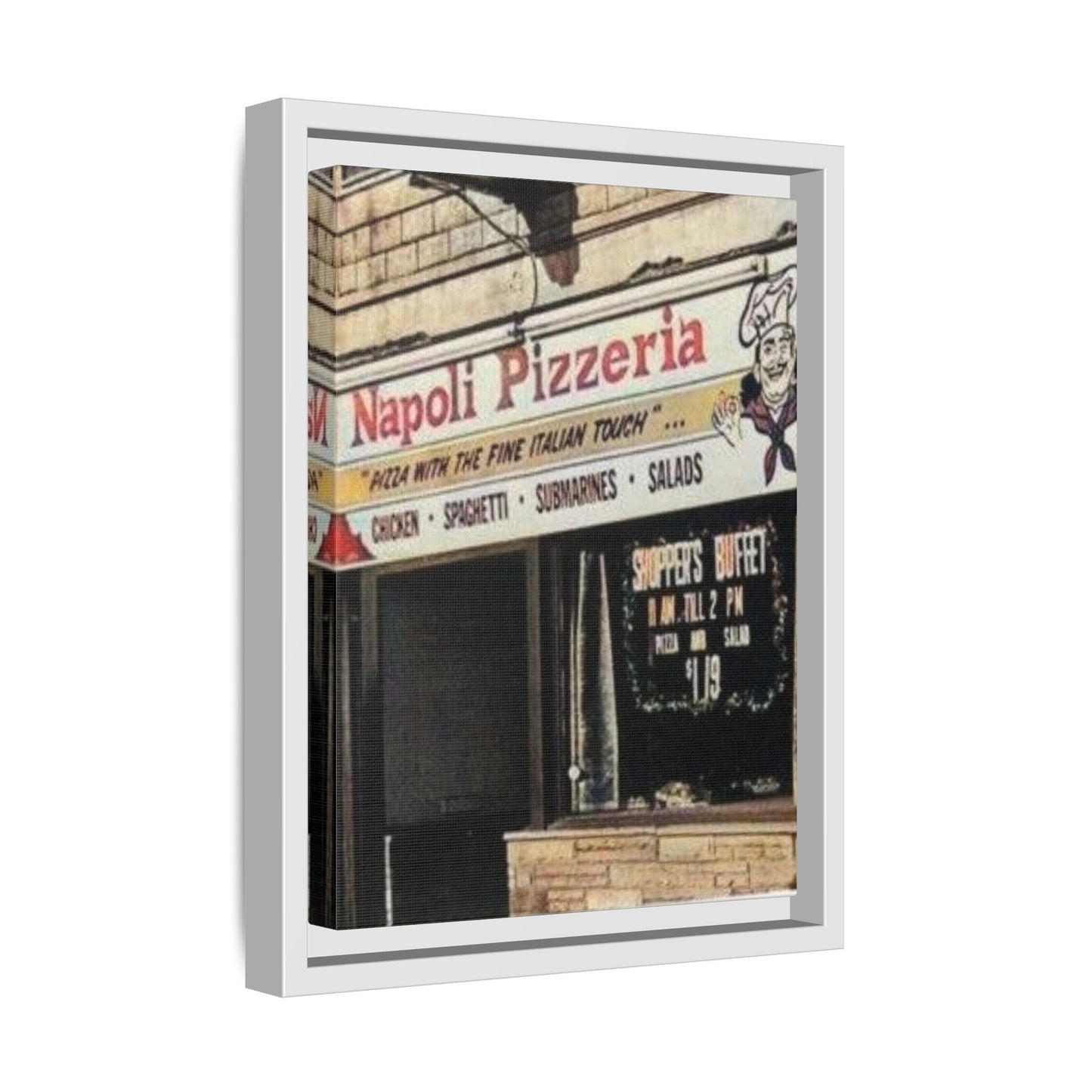 Napoli Pizzeria Retro Framed Canvas Print - Classic Italian Restaurant Decor