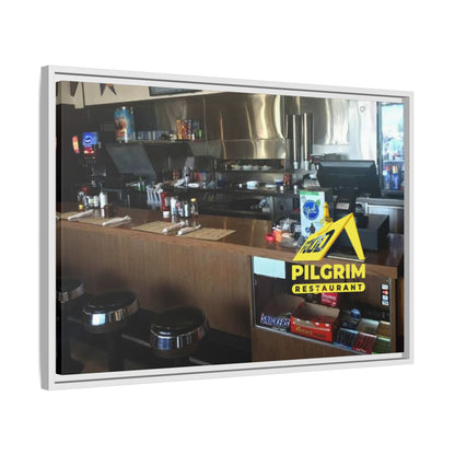 Pilgrim Resturant Counter Matte Canvas, Framed (Multi-color)