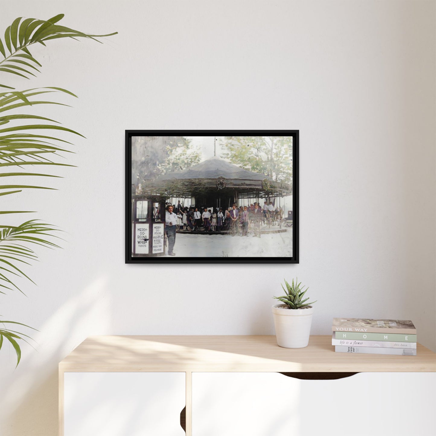 Vintage Carousel Wall Art - Matte Framed Canvas Print