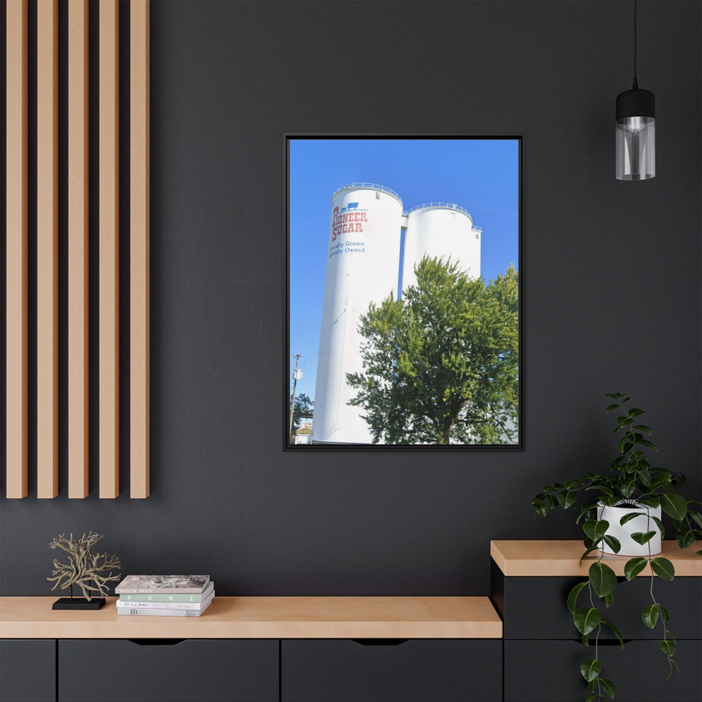 Pioneer Sugar Framed Matte Canvas Print - Vintage Farm Silos Art