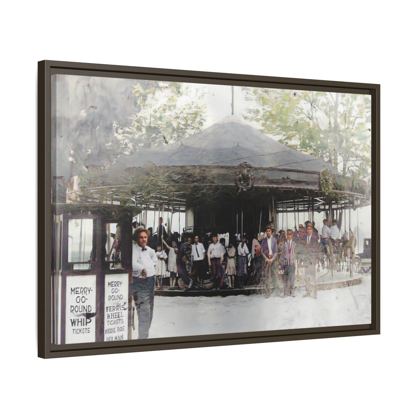 Vintage Carousel Wall Art - Matte Framed Canvas Print