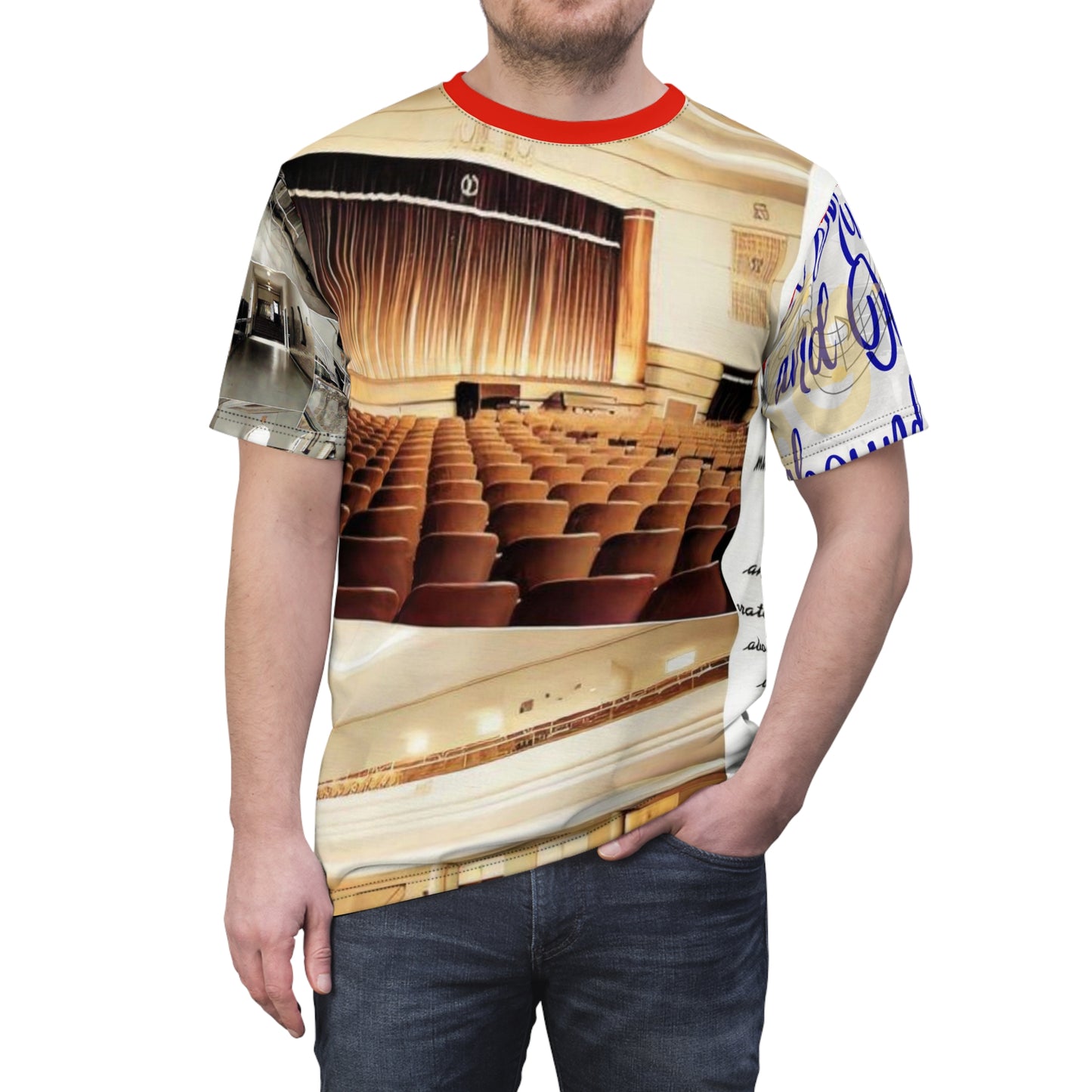 Let Music Art and Oratory…Central Auditorium Unisex Cut & Sew Tee (AOP)