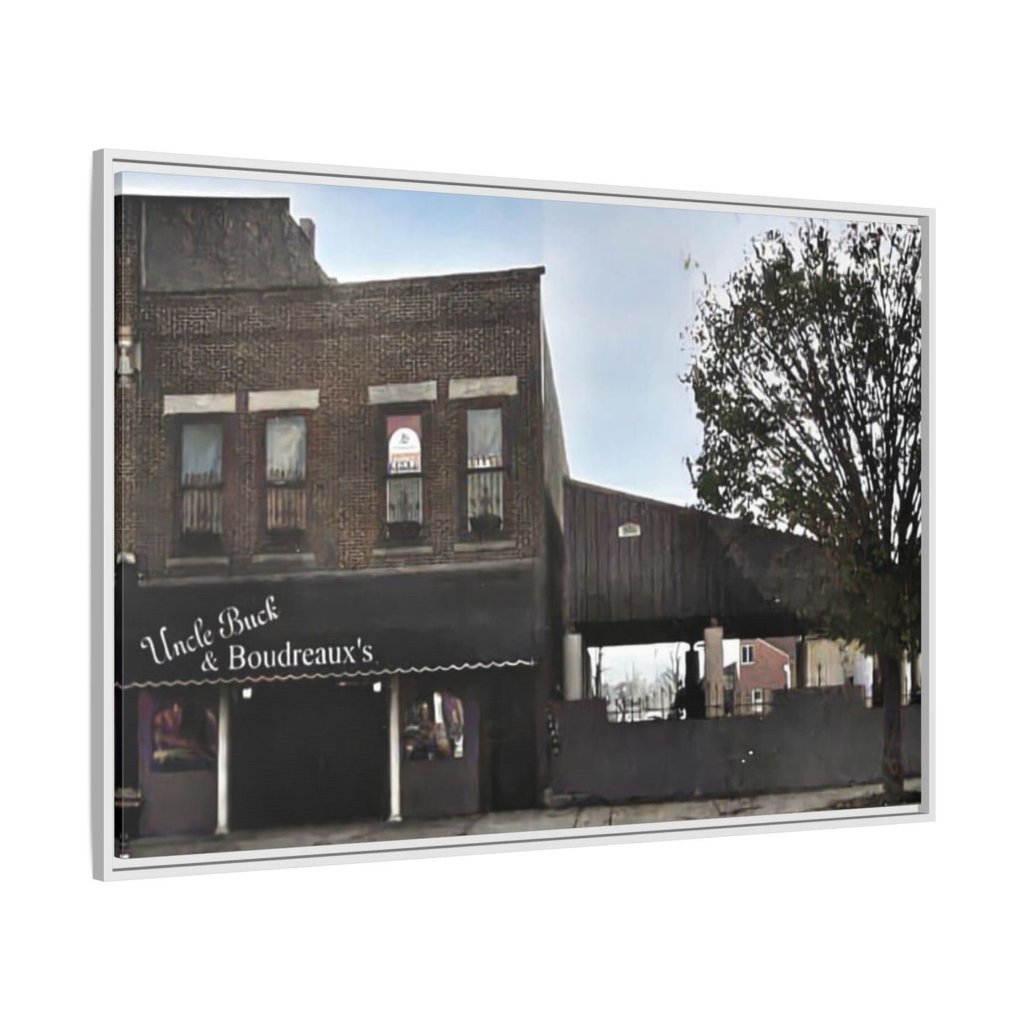 Uncle Buck & Boudreaux’s Framed Matte Canvas Art - Uncle Buck & Boudreaux's Street Scene Decor