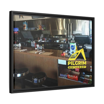 Pilgrim Resturant Counter Matte Canvas, Framed (Multi-color)