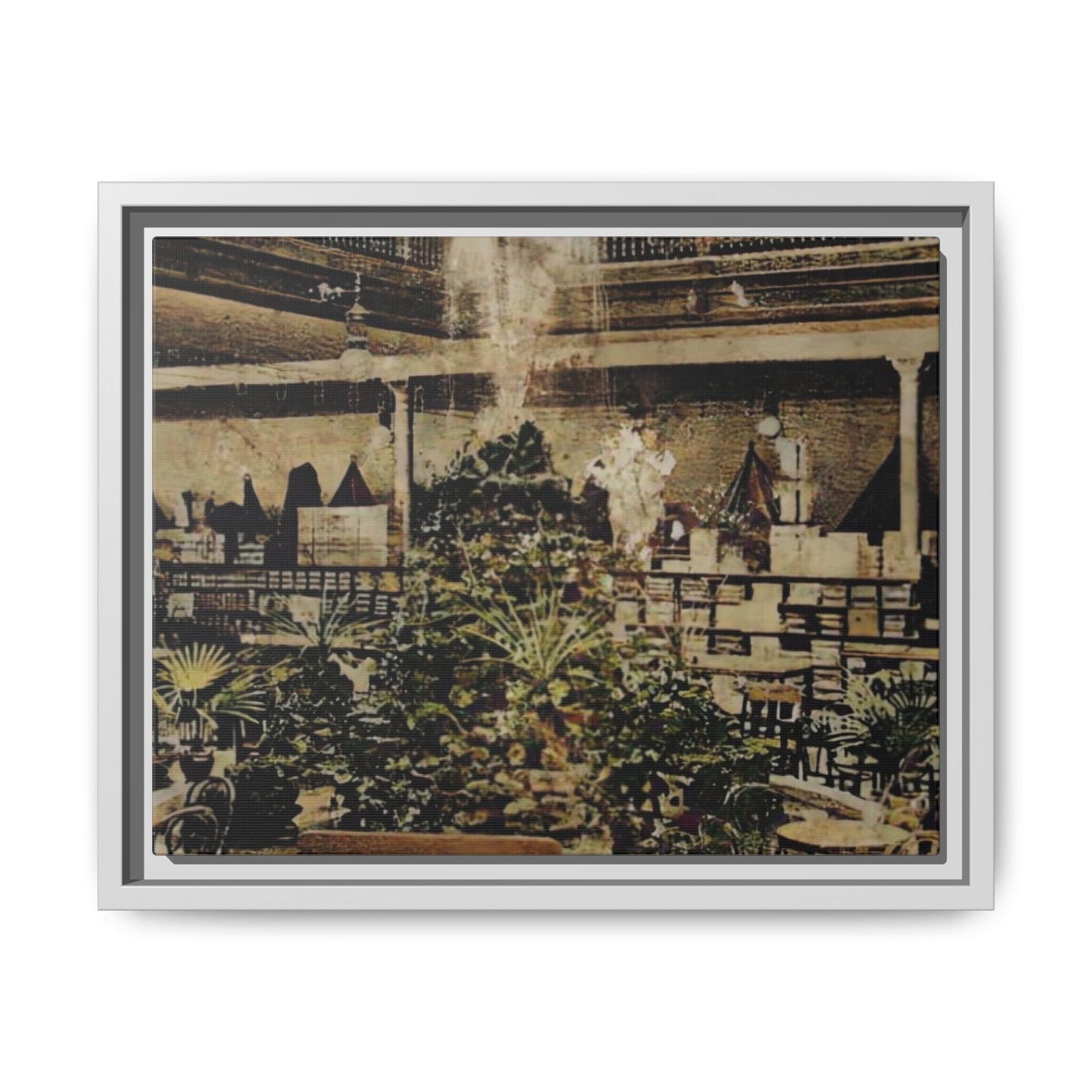 “Meet Me at the Fountain” C.F. Jackson’s Findlay, O. Vintage Matte Canvas Wall Art - Framed Historic Ohio Scene