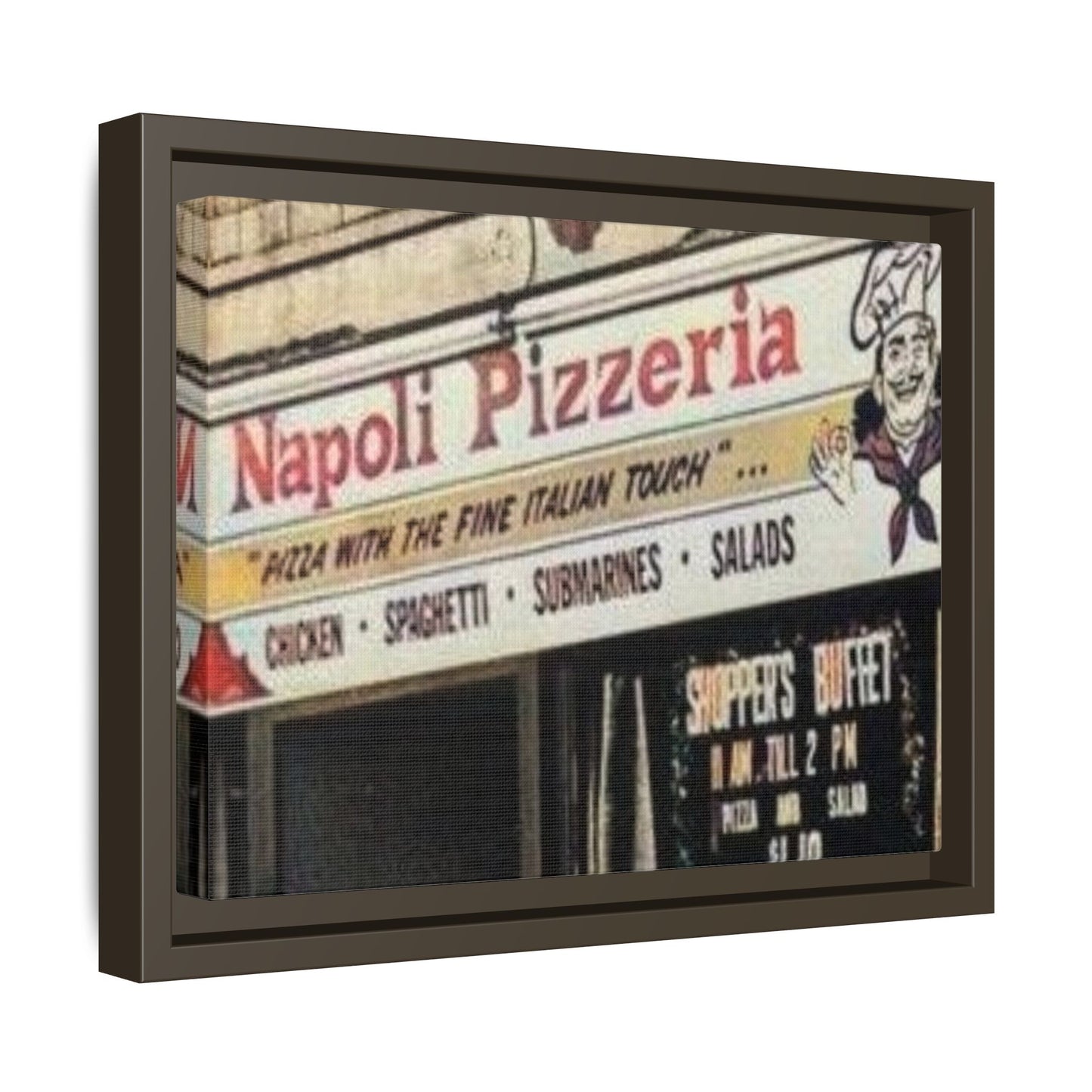 Napoli Pizzeria Retro Framed Canvas Print - Classic Italian Restaurant Decor