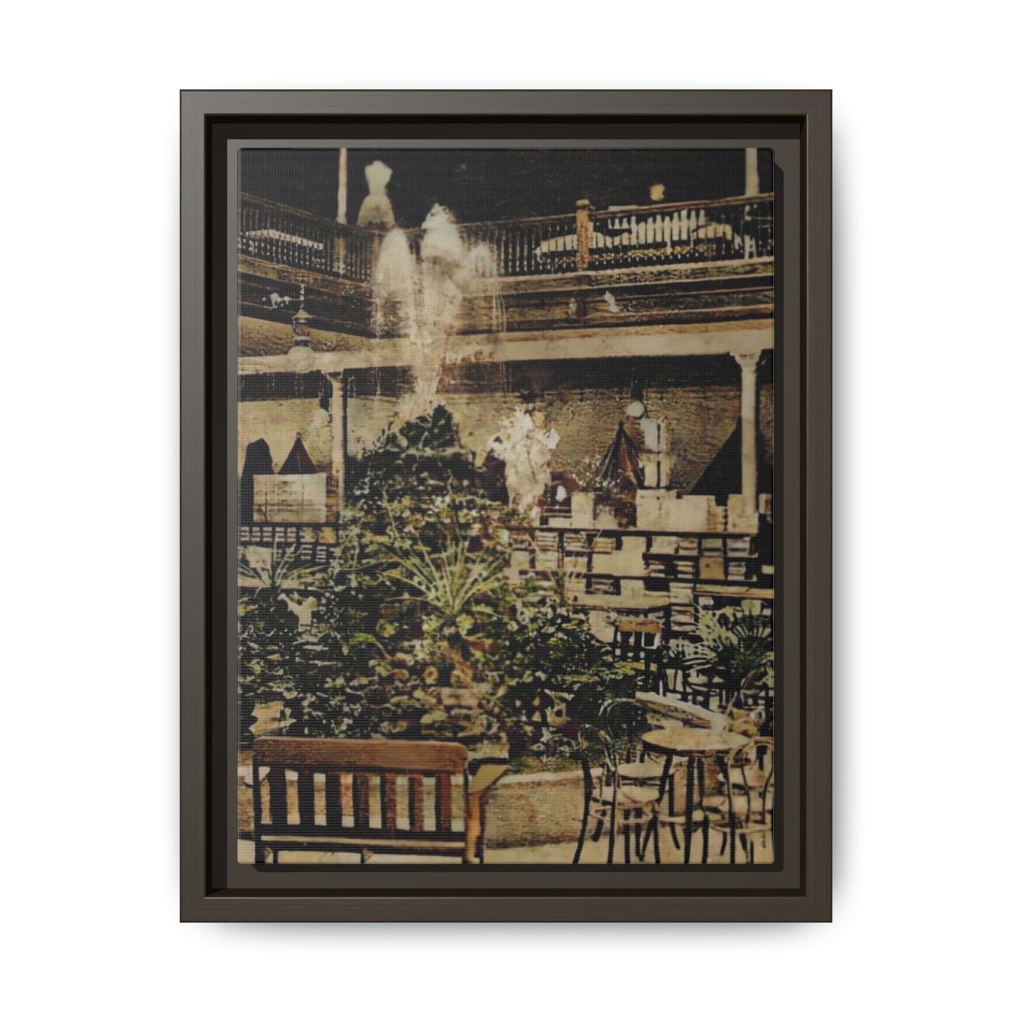 “Meet Me at the Fountain” C.F. Jackson’s Findlay, O. Vintage Matte Canvas Wall Art - Framed Historic Ohio Scene