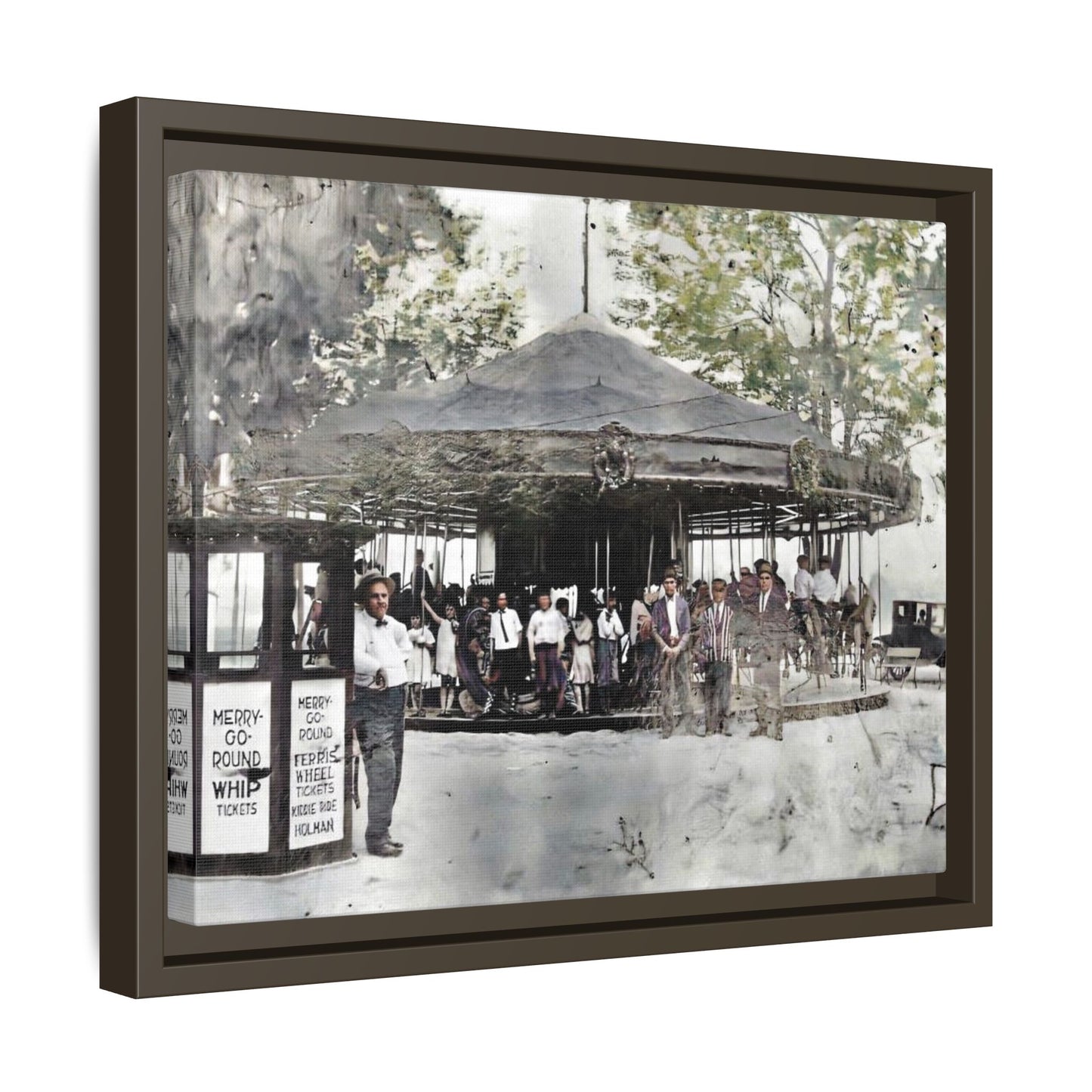 Vintage Carousel Wall Art - Matte Framed Canvas Print