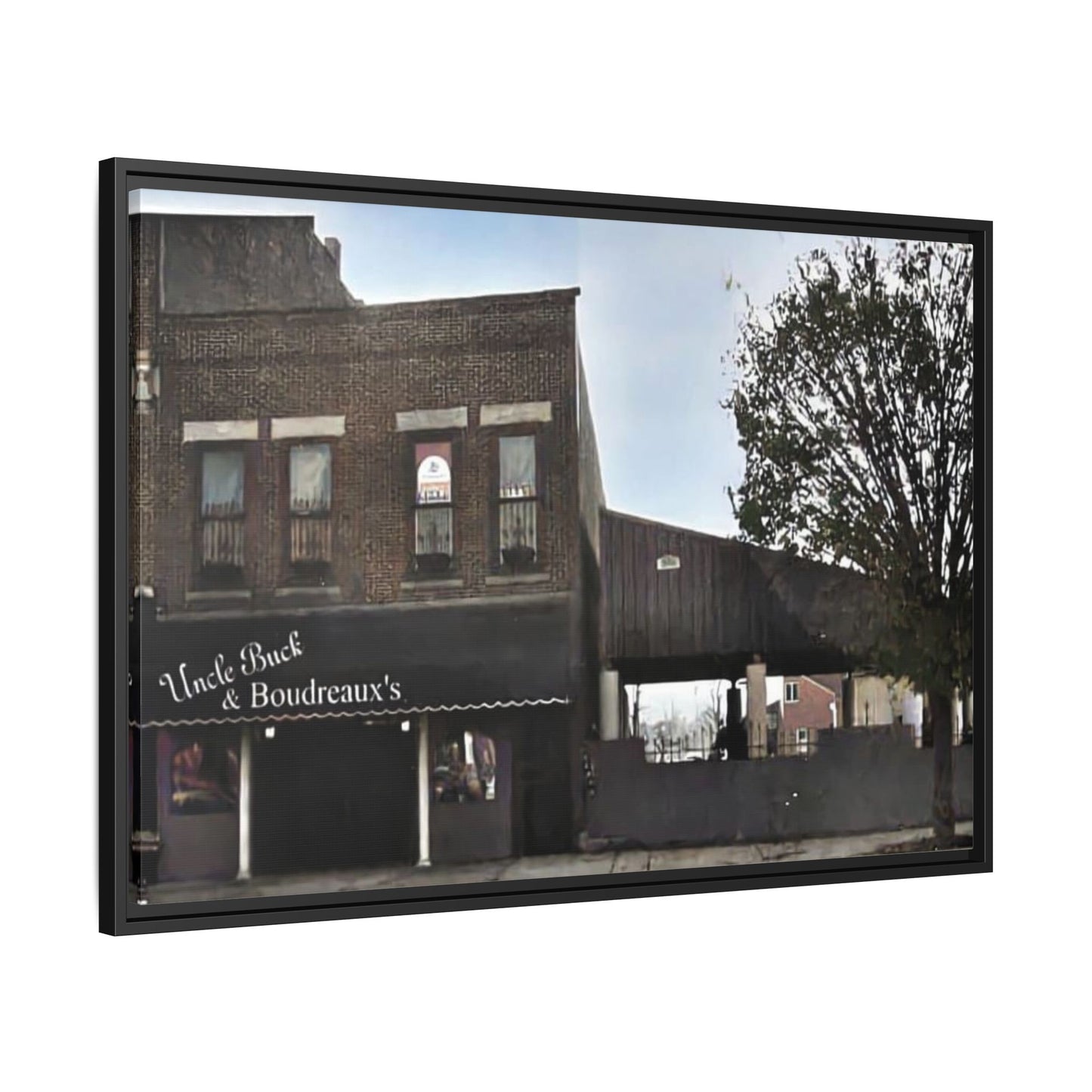 Uncle Buck & Boudreaux’s Framed Matte Canvas Art - Uncle Buck & Boudreaux's Street Scene Decor