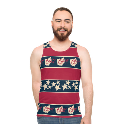 Ohio Red White and Blue Unisex Tank Top (AOP)