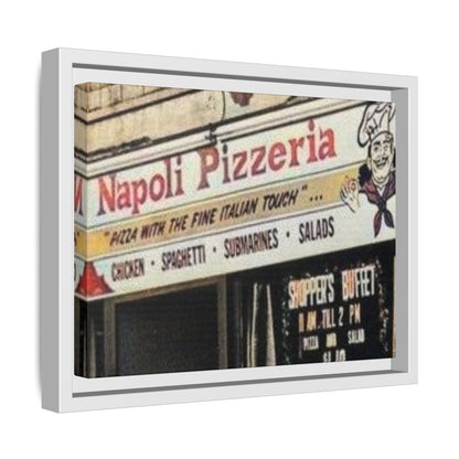 Napoli Pizzeria Retro Framed Canvas Print - Classic Italian Restaurant Decor