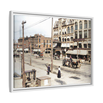 Marvin Block Findlay O. Vintage Street Scene Framed Matte Canvas - Urban Nostalgia Artwork