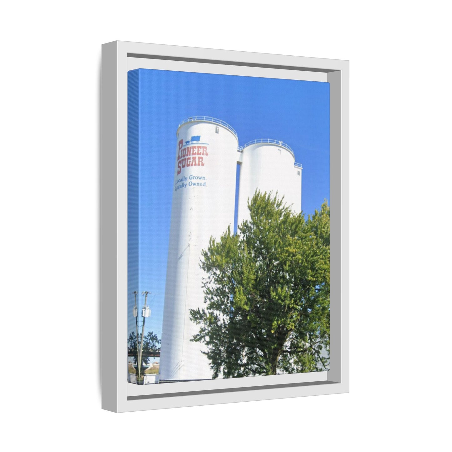 Pioneer Sugar Framed Matte Canvas Print - Vintage Farm Silos Art