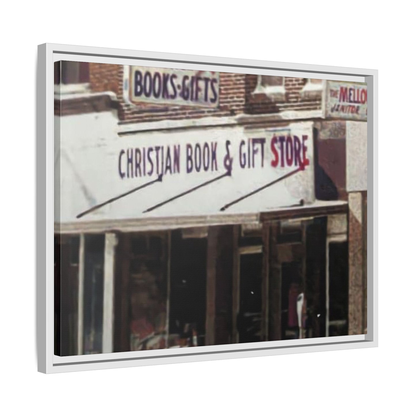 Christian Gift and Book Store Vintage Framed Canvas Art - Christian Book & Gift Store