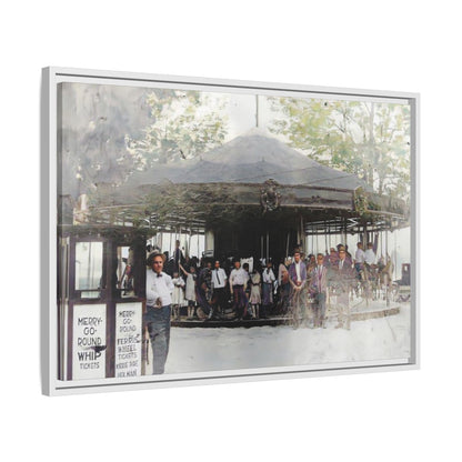 Vintage Carousel Wall Art - Matte Framed Canvas Print