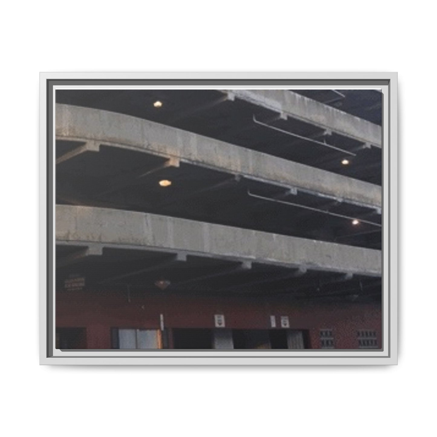 Downtown Findlay Parking Garage Urban Vibes Framed Canvas Art | Modern Wall Decor