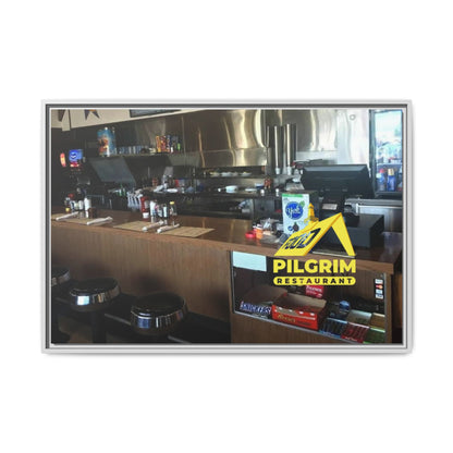 Pilgrim Resturant Counter Matte Canvas, Framed (Multi-color)