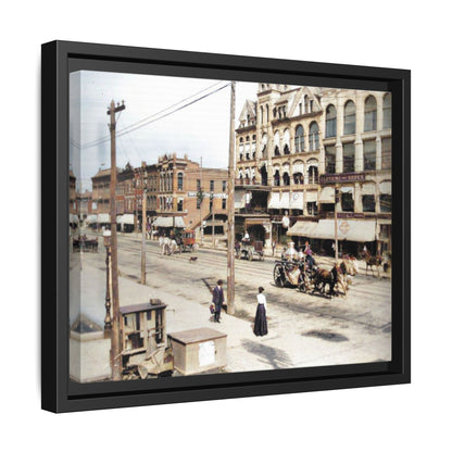 Marvin Block Findlay O. Vintage Street Scene Framed Matte Canvas - Urban Nostalgia Artwork