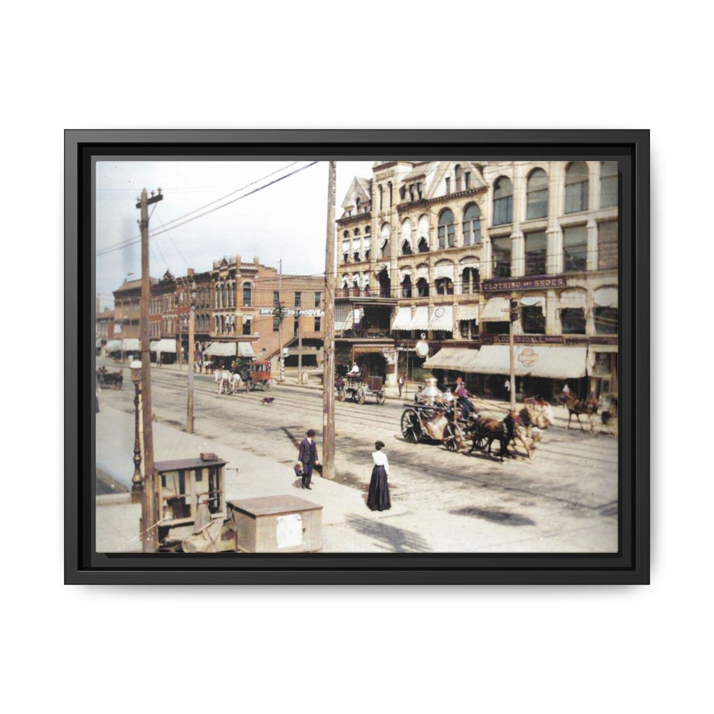 Marvin Block Findlay O. Vintage Street Scene Framed Matte Canvas - Urban Nostalgia Artwork