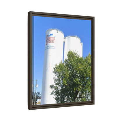 Pioneer Sugar Framed Matte Canvas Print - Vintage Farm Silos Art