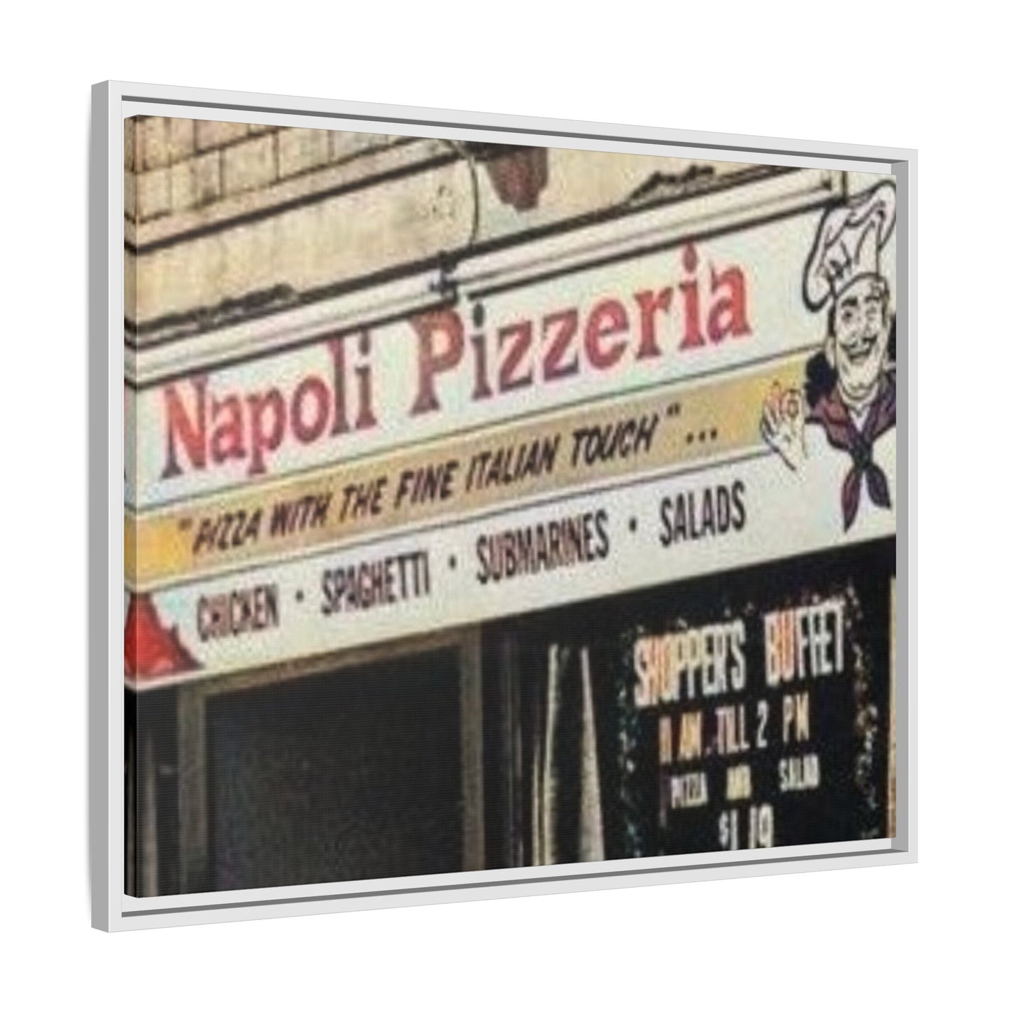 Napoli Pizzeria Retro Framed Canvas Print - Classic Italian Restaurant Decor